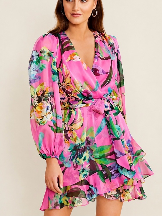 Alex Marie Dresses & Skirts - Alex Marie Laurel Wisteria Long Sleeve Tiered Ruffle Hem Dress Size 6